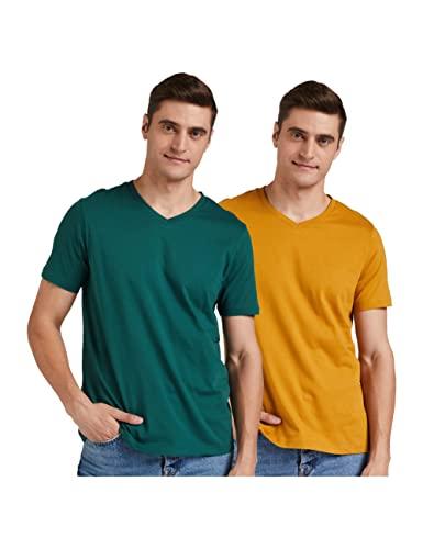 amazon brand - symbol men's solid regular t-shirt (aw17plpo2v5_viridian & inca gold 2xl)