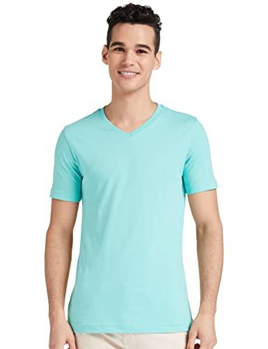 amazon brand - symbol men's solid regular t-shirt (aw19tee-essv1_ice green l)