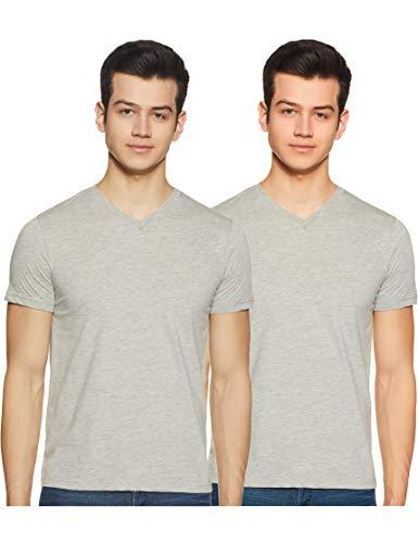 amazon brand - symbol men's solid regular t-shirt (pack of 2) (ss20symtee35-b_grey m)