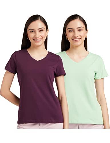 amazon brand - symbol women's regular t-shirt (2vn08_purple&mint 3xl)