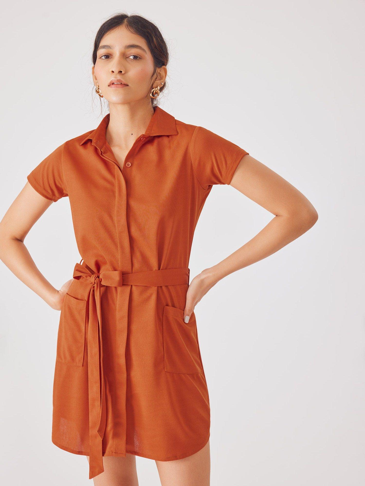 amber pocket shirt dress with belt (set of 2)