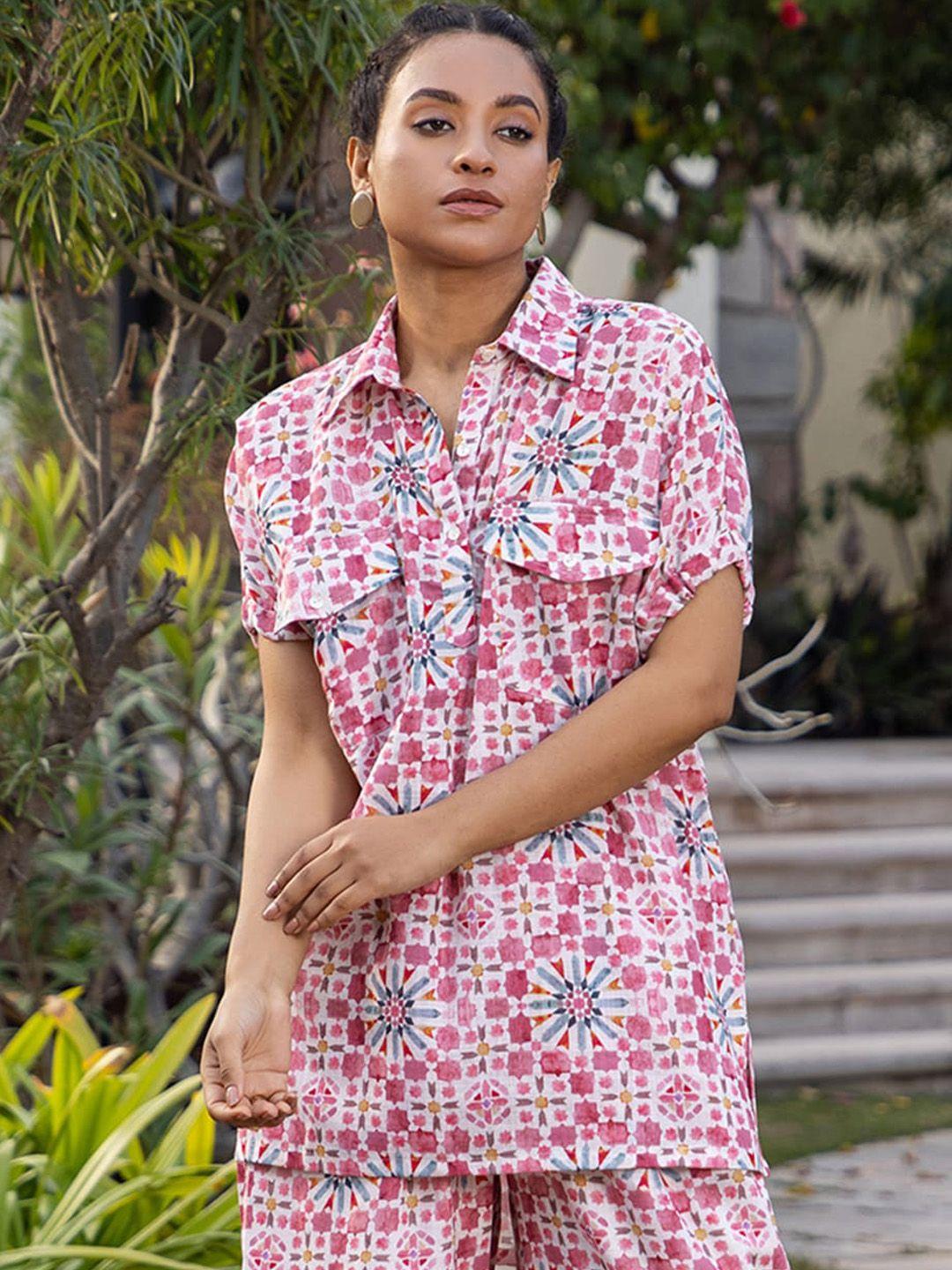 ambraee women printed shirt & trouser co-ords
