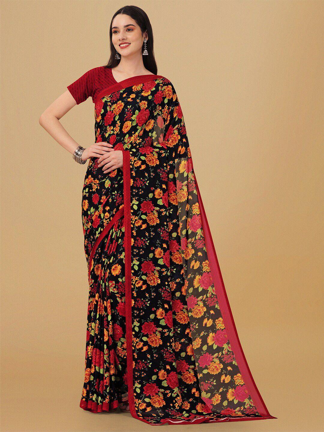 ambuja international floral printed pure georgette saree