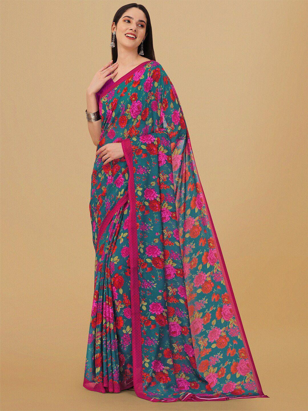 ambuja international floral printed pure georgette saree