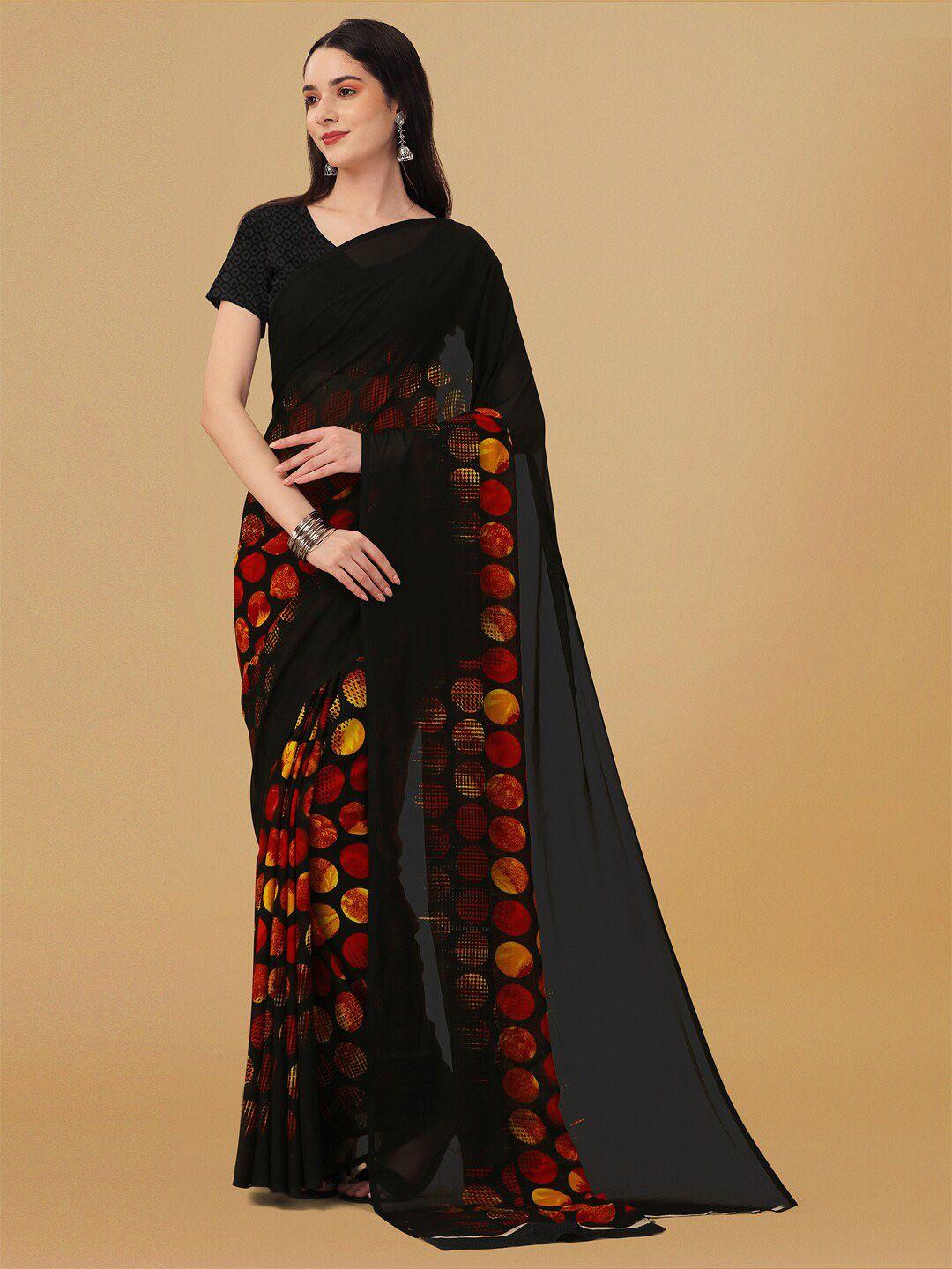 ambuja international polka dot printed poly georgette saree