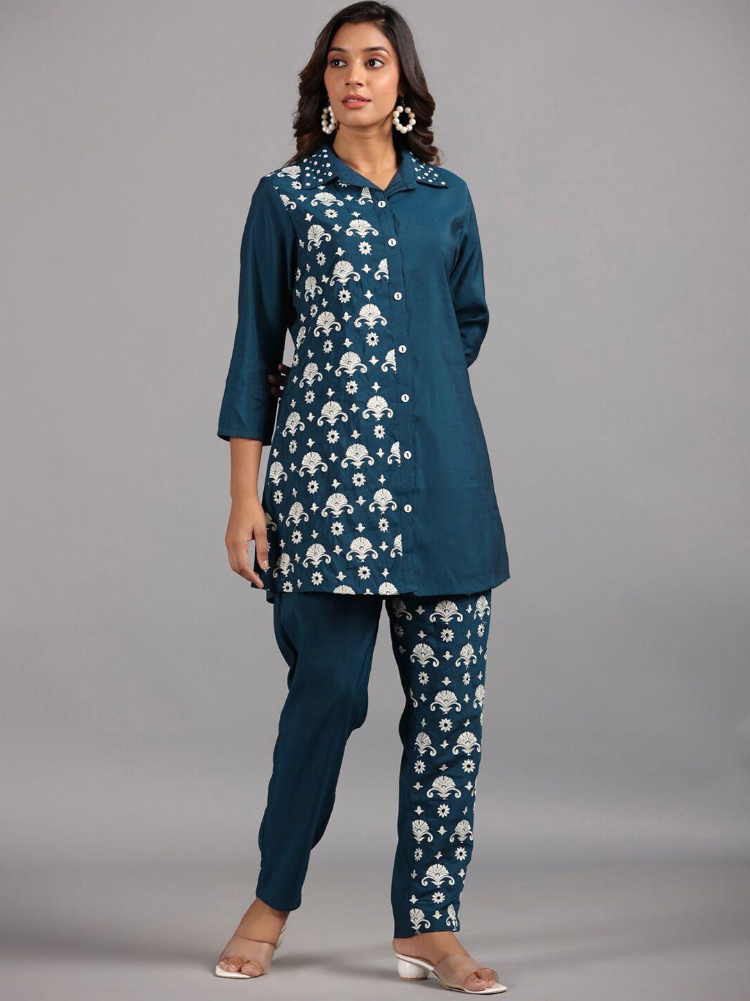 amchoor embroidered shirt with trousers