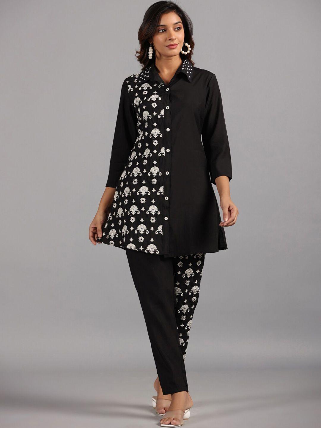 amchoor embroidered top & trousers