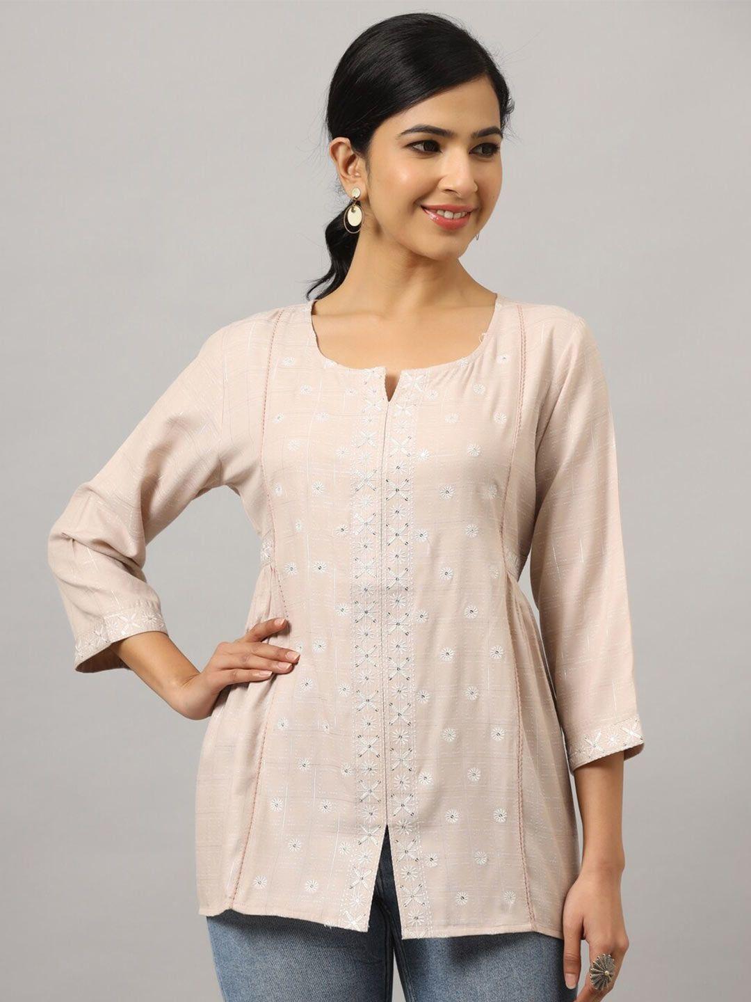 amchoor floral embroidered casual top