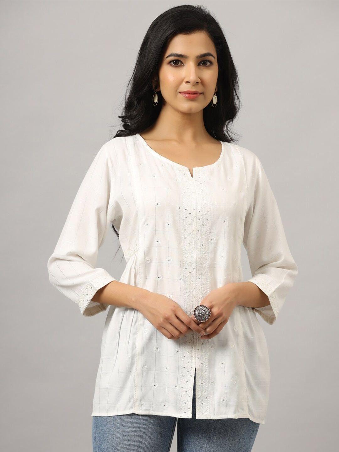 amchoor floral embroidered casual top