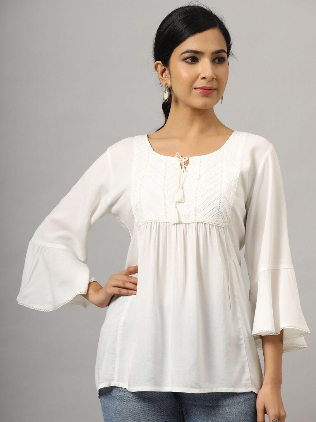 amchoor tie-up neck three-fourth bell sleeve empire top