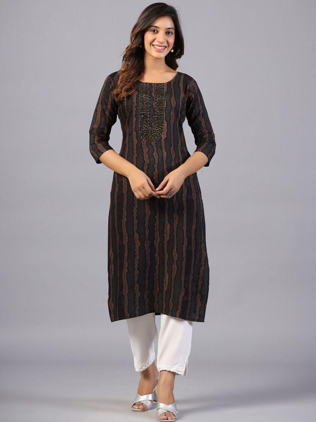 amchoor abstract printed mirror work straight kurta