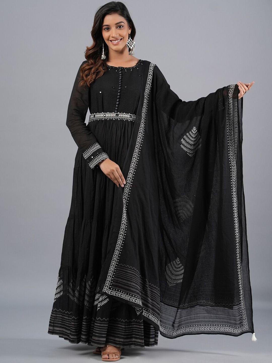 amchoor embellished ethnic dress with dupatta & belt