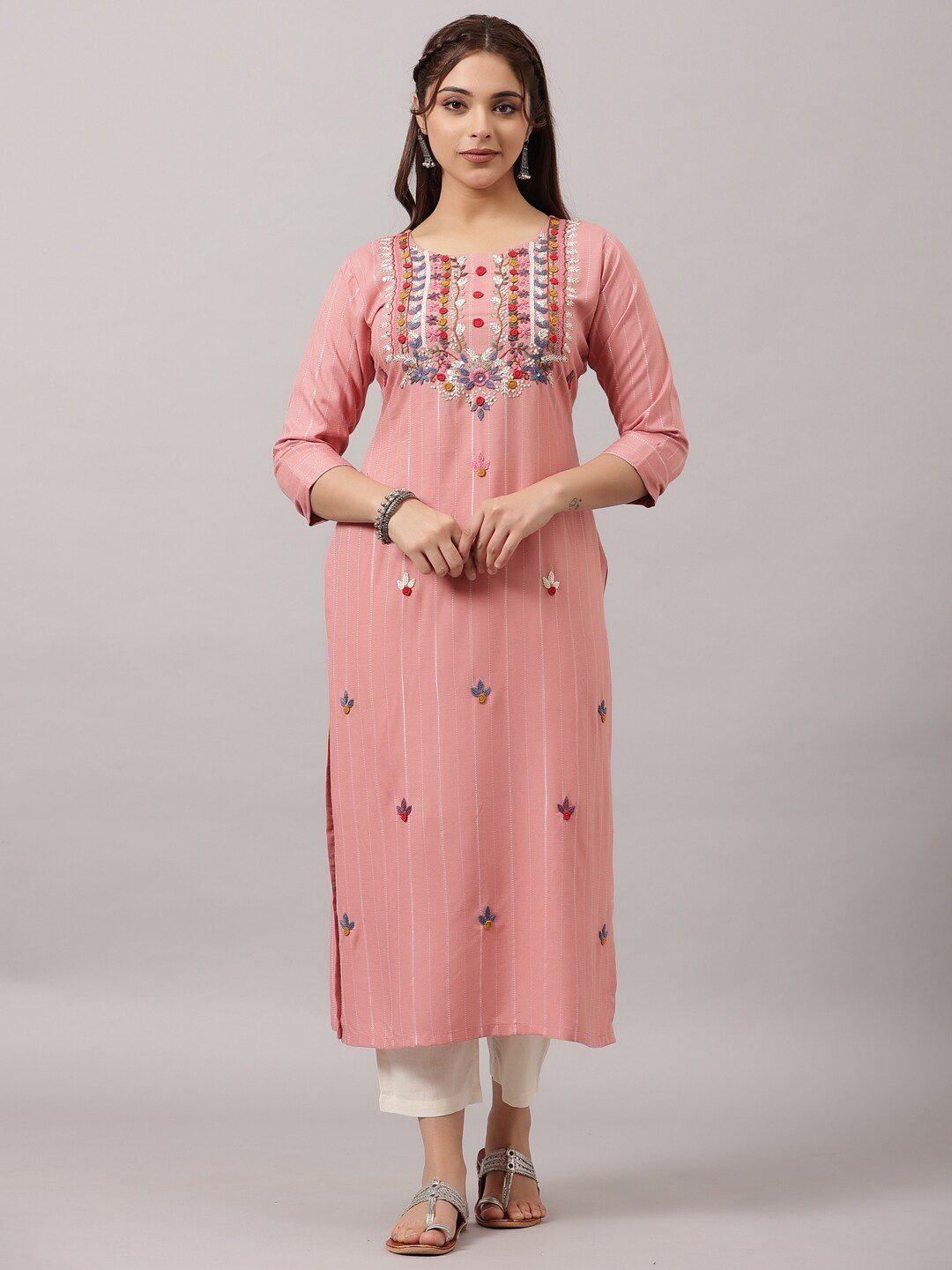 amchoor floral embroidered sequinned kurta