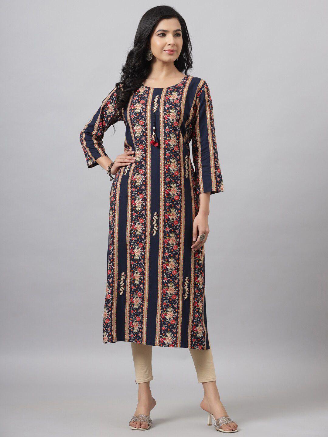 amchoor floral printed straight regular kurta