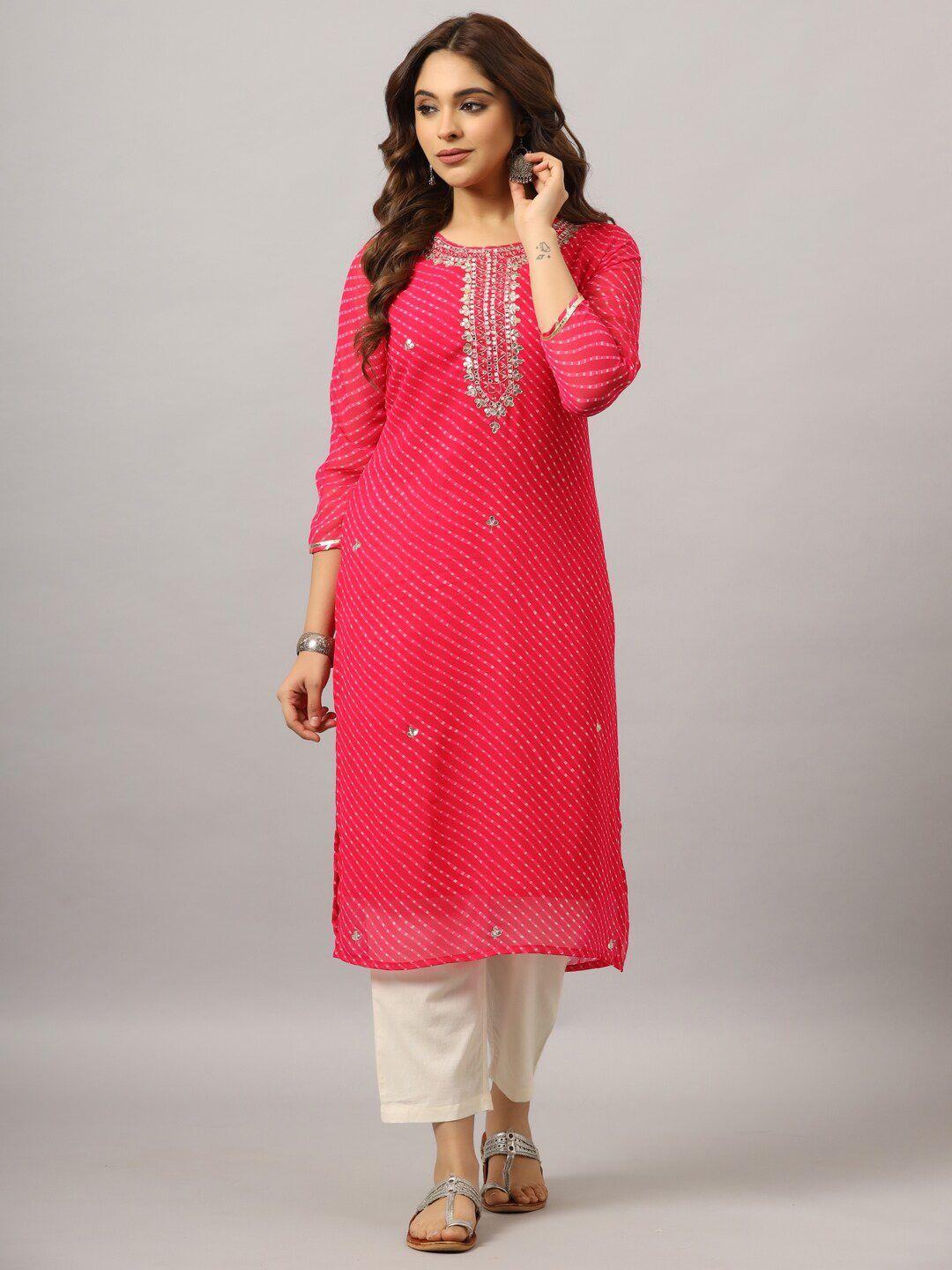 amchoor leheriya printed gotta patti georgette kurta