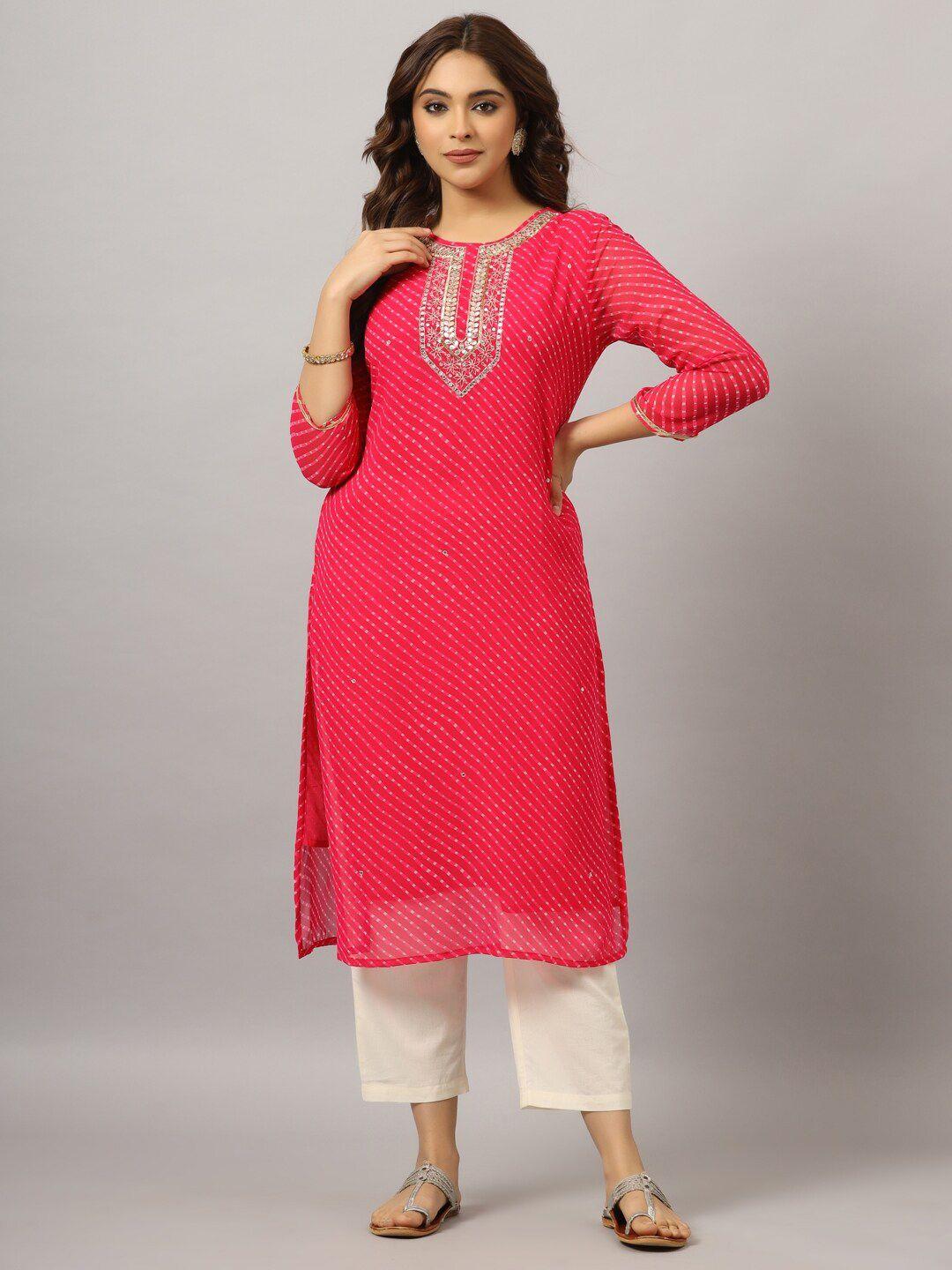 amchoor leheriya printed mirror work gotta patti georgette kurta