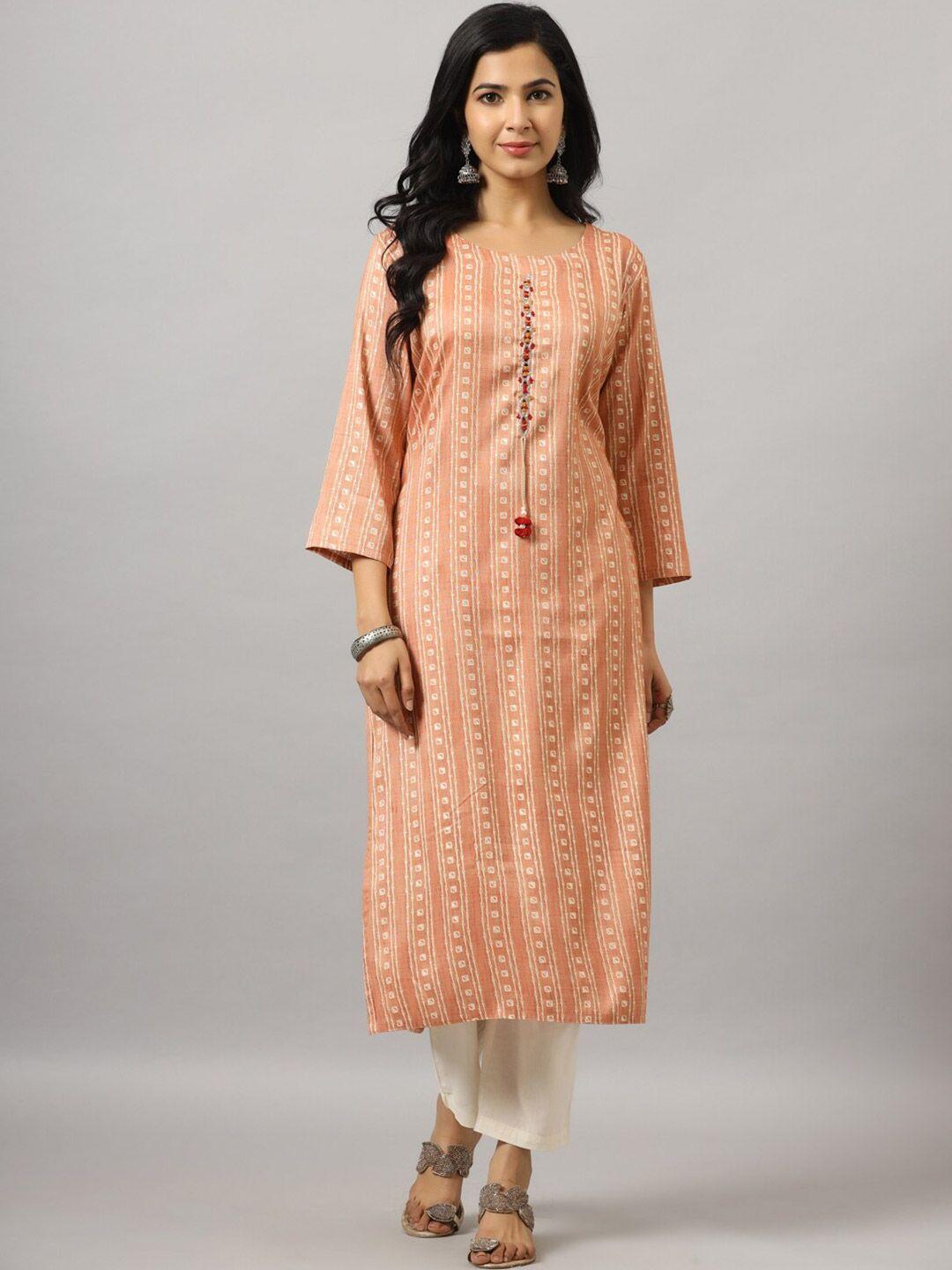 amchoor striped mirror work straight kurta