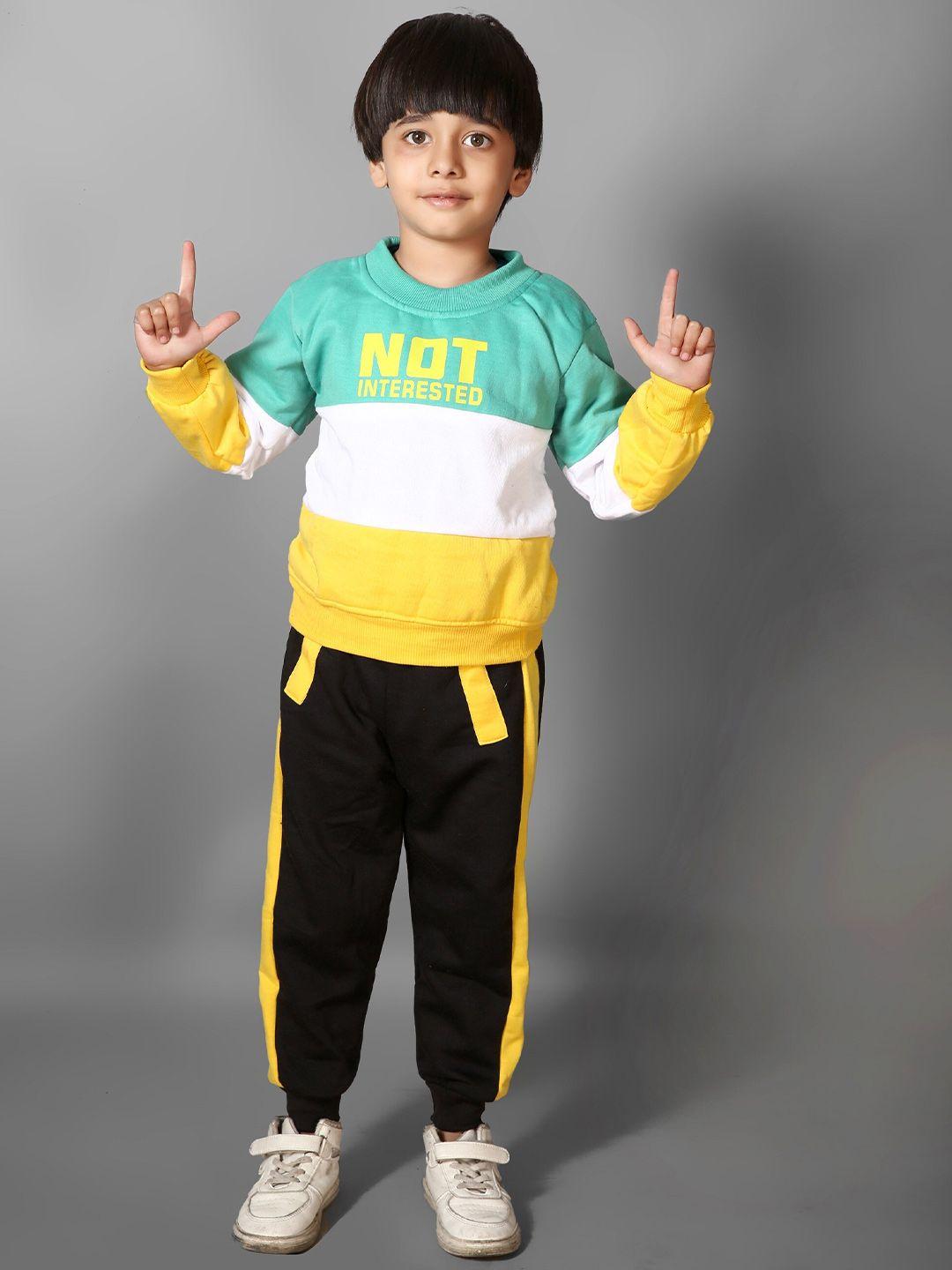 ameeha kids colourblocked t-shirt with trousers