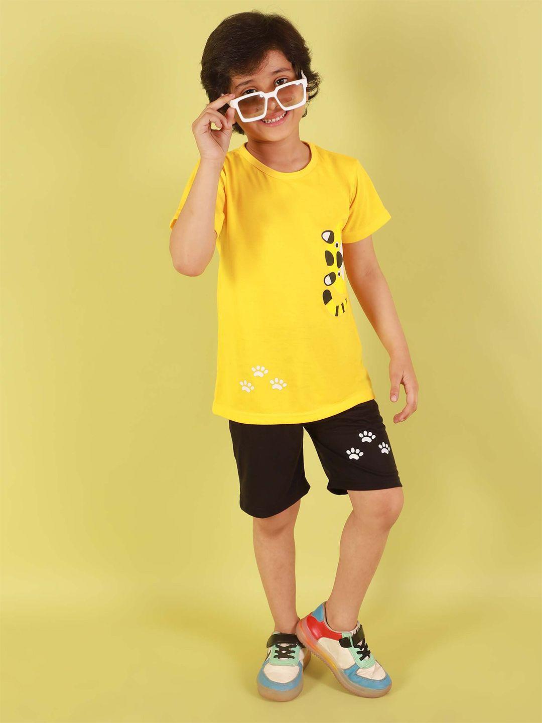 ameeha boys printed pure cotton t-shirt with shorts