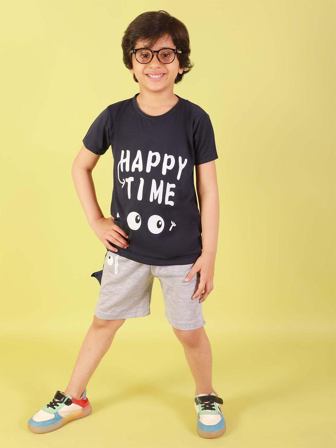 ameeha boys printed pure cotton t-shirt with shorts