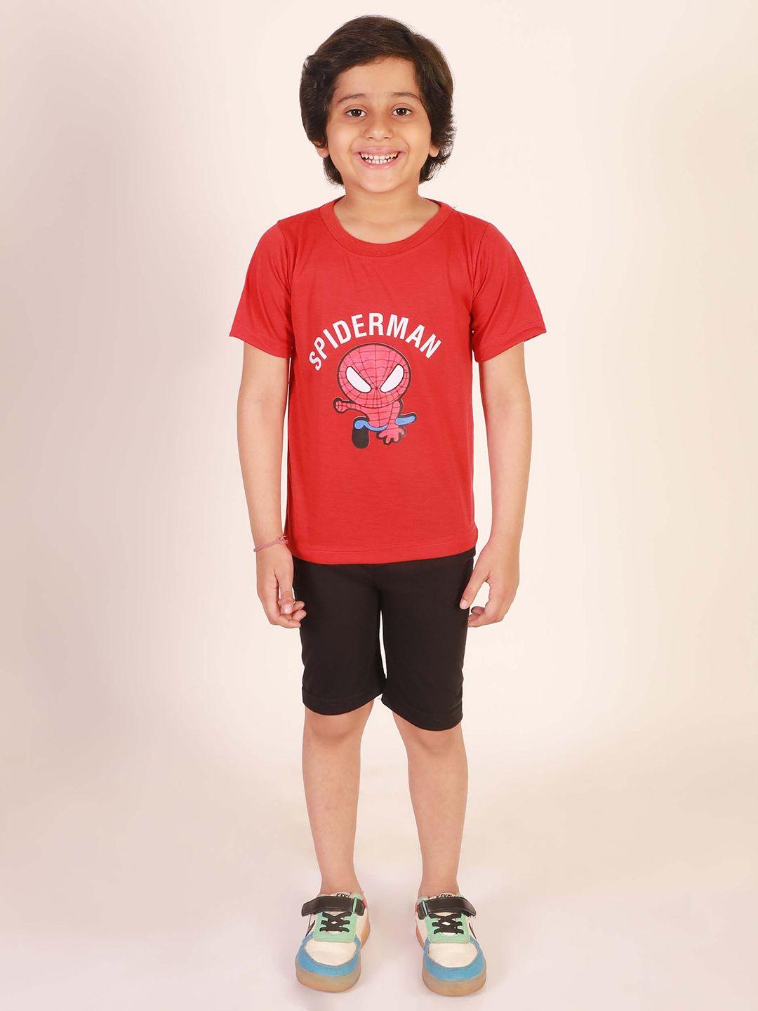 ameeha boys printed pure cotton t-shirt with shorts