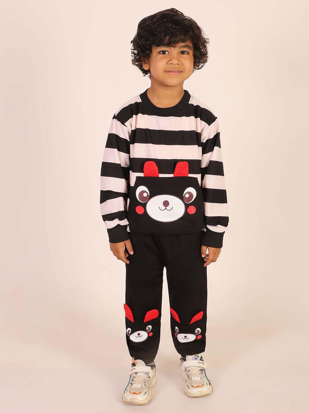 ameeha boys striped pure cotton t-shirt with joggers