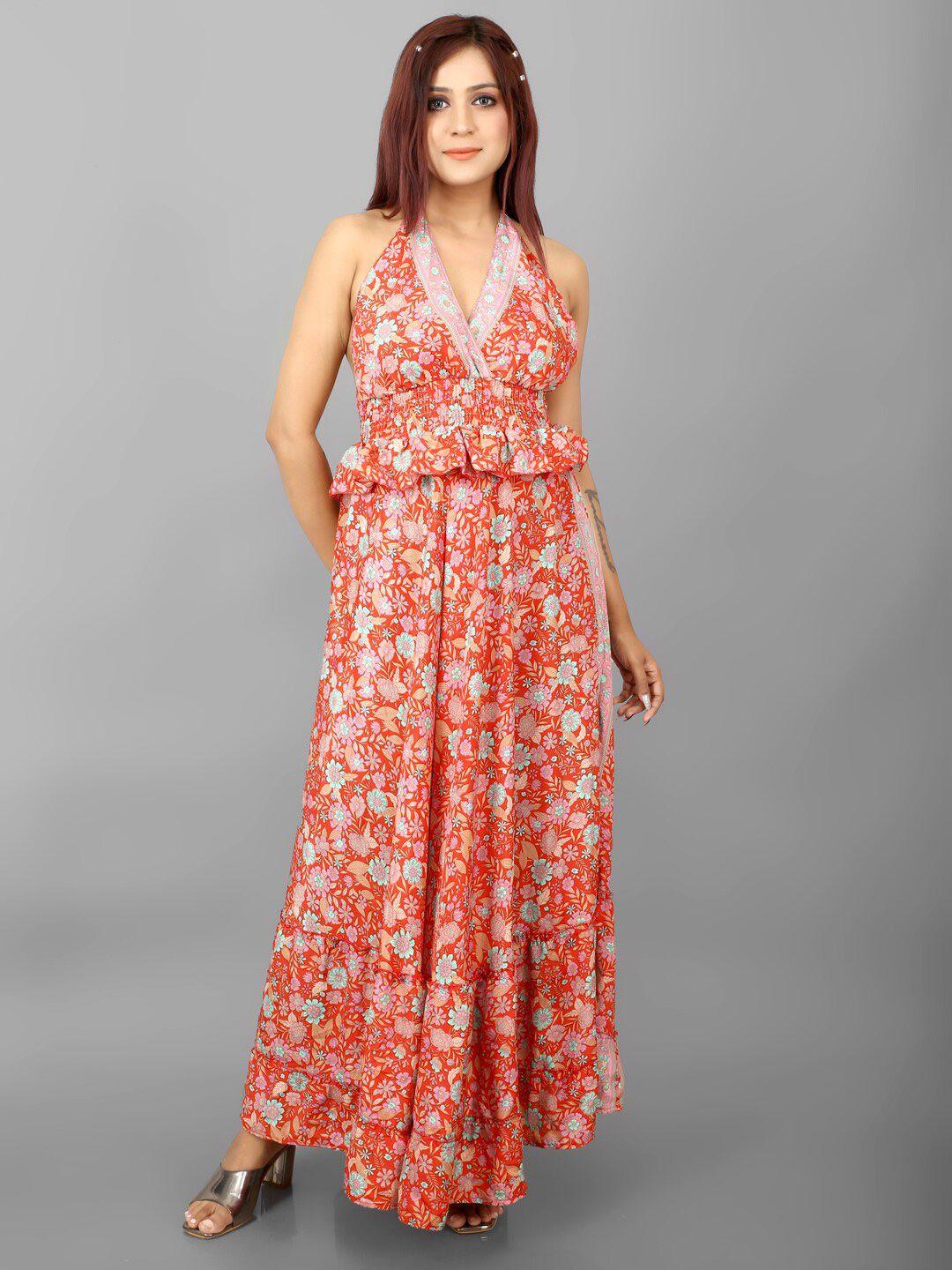 ameeha printed halter neck maxi dress