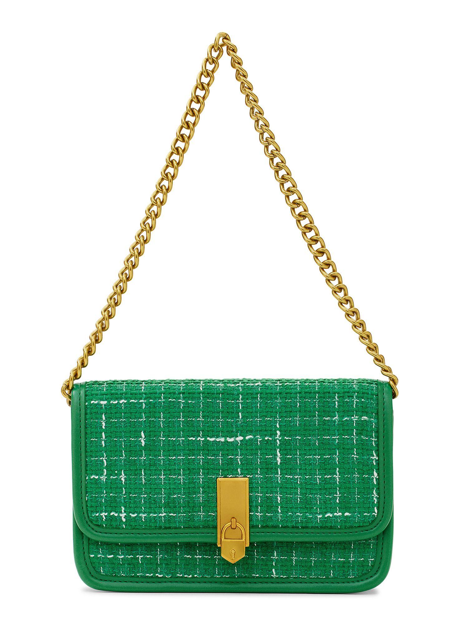 amelia tweed shoulder bag for women -green (s)