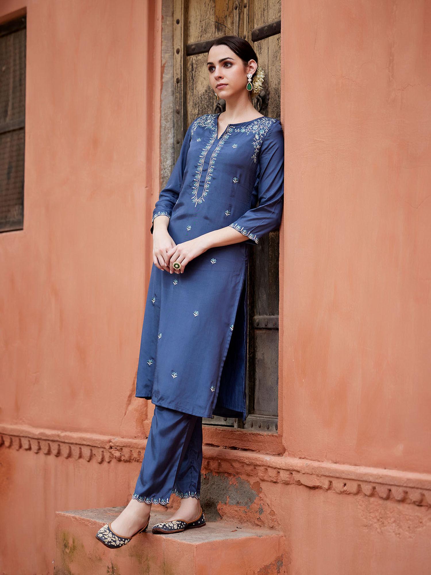 amena kurta with pant & dupatta (set of 3)