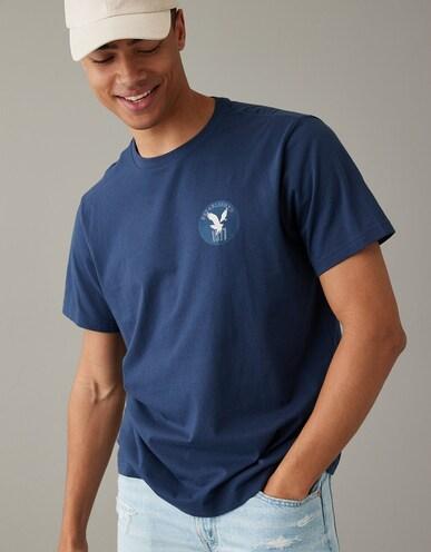 american eagle men blue super soft logo graphic t-shirt