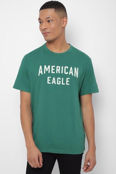 american eagle men green super soft logo graphic t-shirt