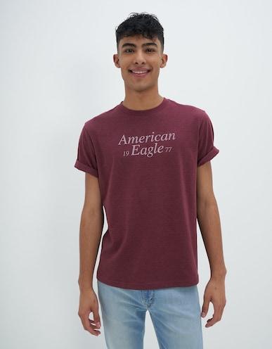 american eagle men maroon super soft logo graphic t-shirt