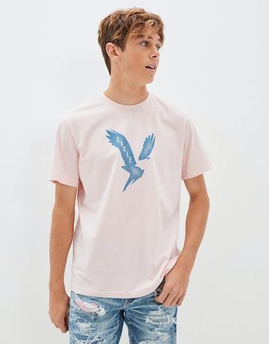 american eagle men pink super soft graphic t-shirt