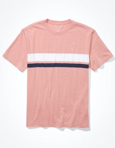 american eagle men pink super soft striped t-shirt