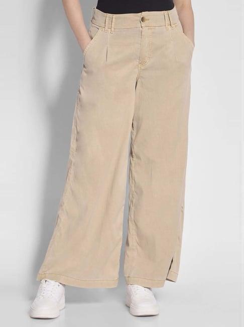 american eagle outfitters beige mid rise baggy pants