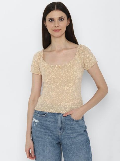 american eagle outfitters beige printed t-shirt