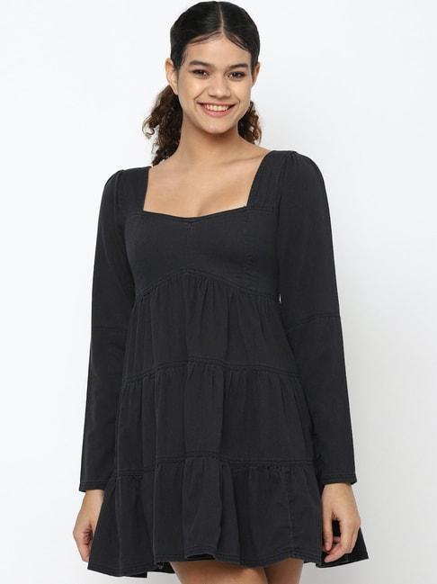 american eagle outfitters black cotton a-line dress