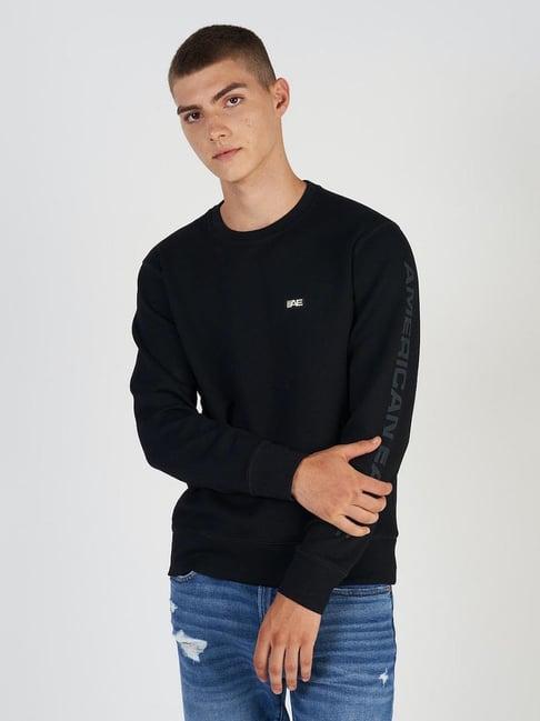 american eagle outfitters black regular fit printed sweatshirt