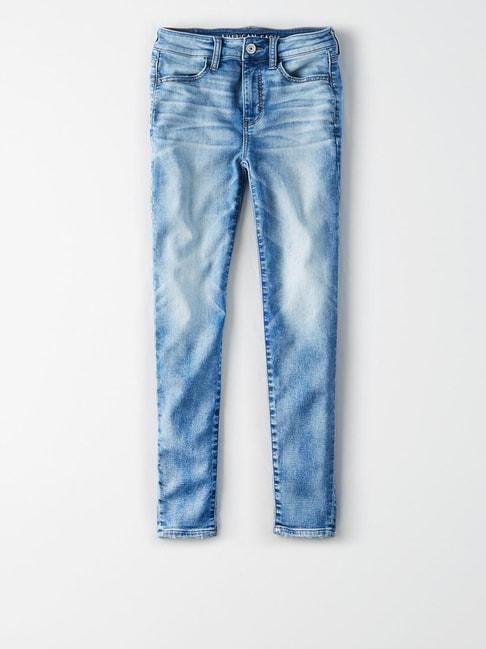american eagle outfitters blue cotton jeggings