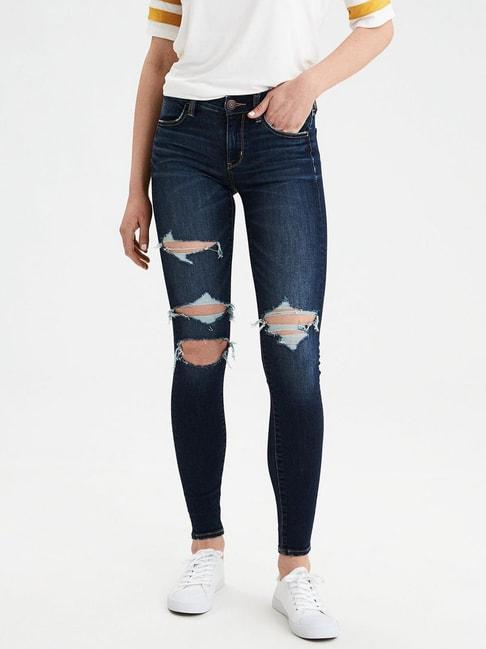 american eagle outfitters blue cotton jeggings