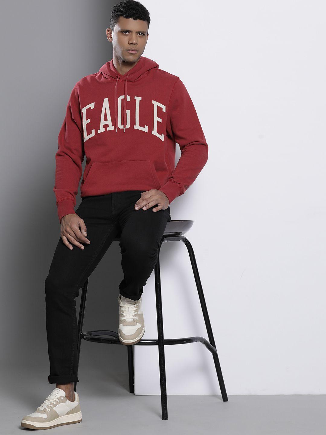 american eagle outfitters brand logo applique hooded sweatshirt