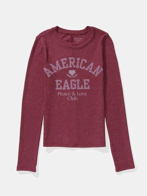 american eagle outfitters maroon printed top