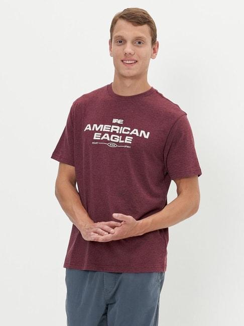 american eagle outfitters maroon regular fit printed t-shirt