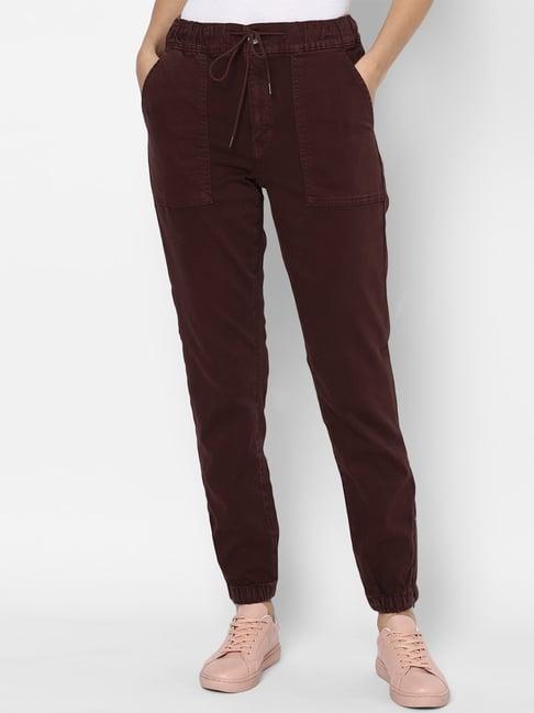 american eagle outfitters maroon skinny fit joggers