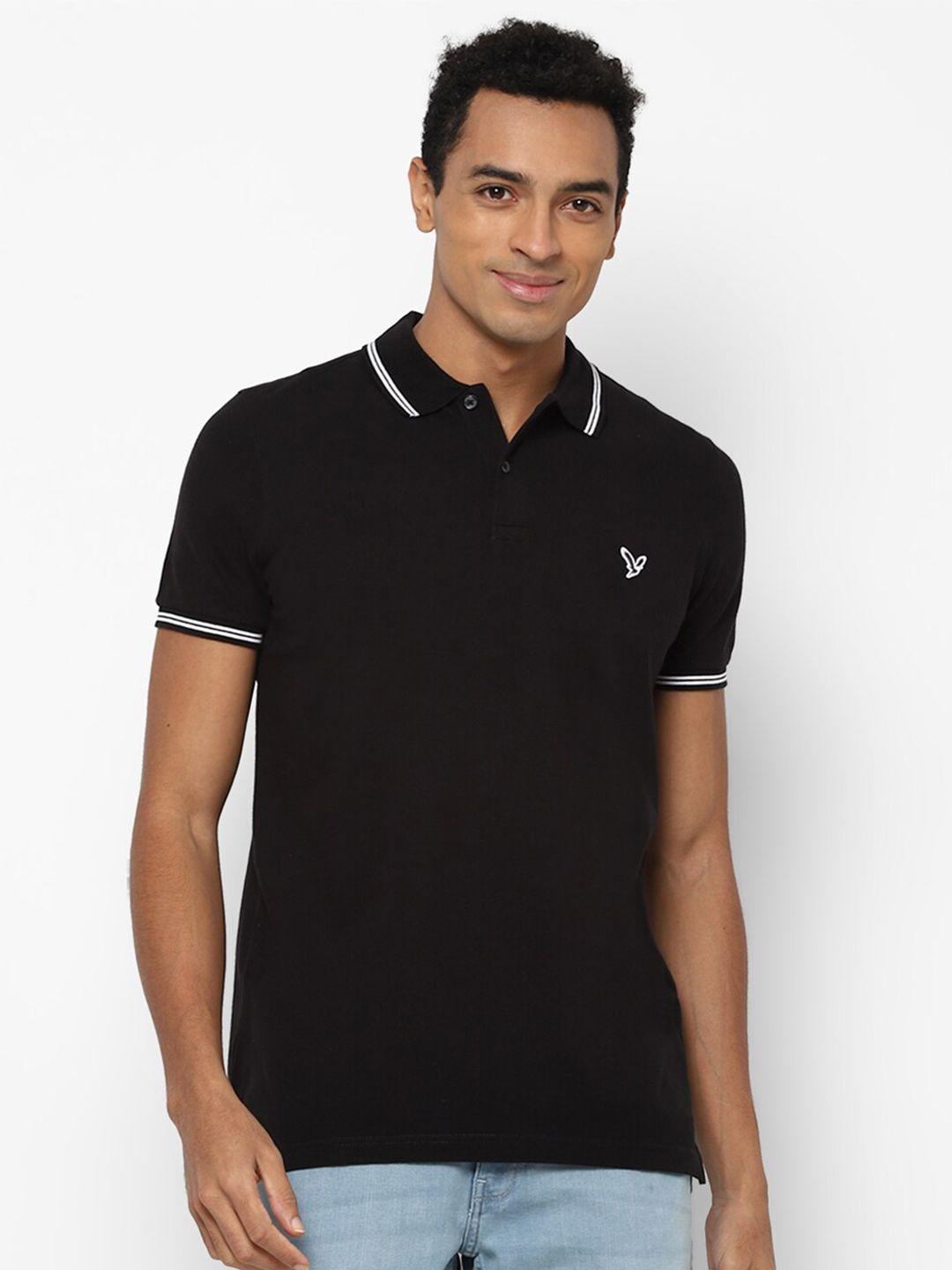 american eagle outfitters men black polo collar slim fit t-shirt