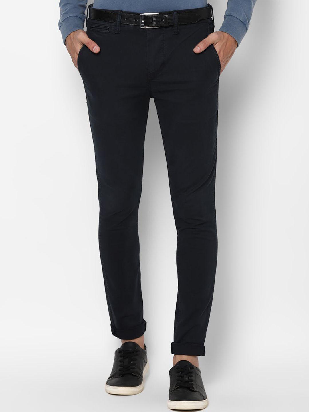 american eagle outfitters men blue skinny fit trousers