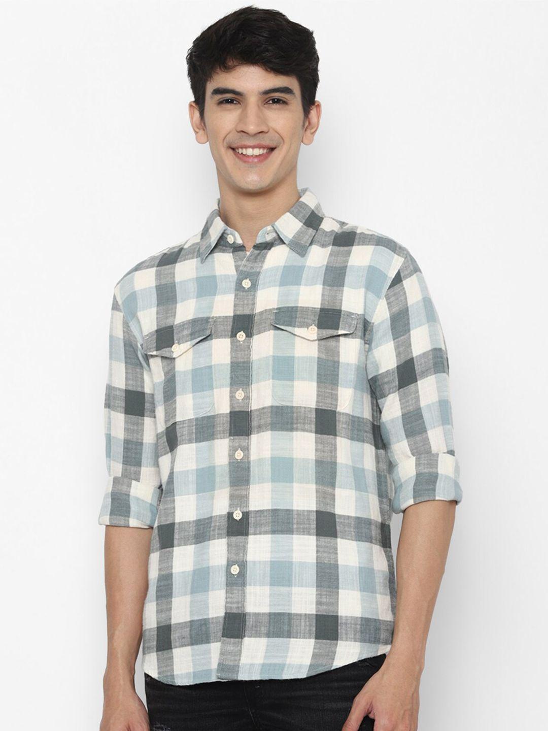 american eagle outfitters men green buffalo checked pure cotton casual shirt