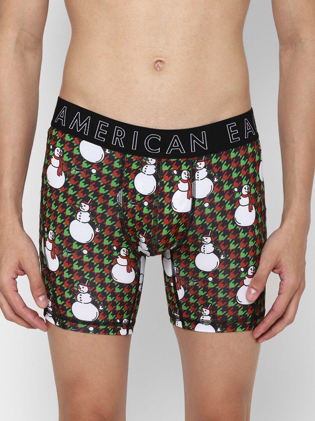 american eagle outfitters men green snowman printed flex trunk