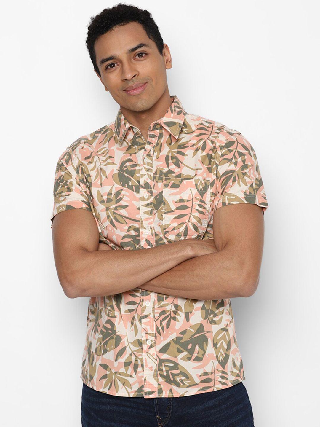 american eagle outfitters men pink floral printed casual shirt