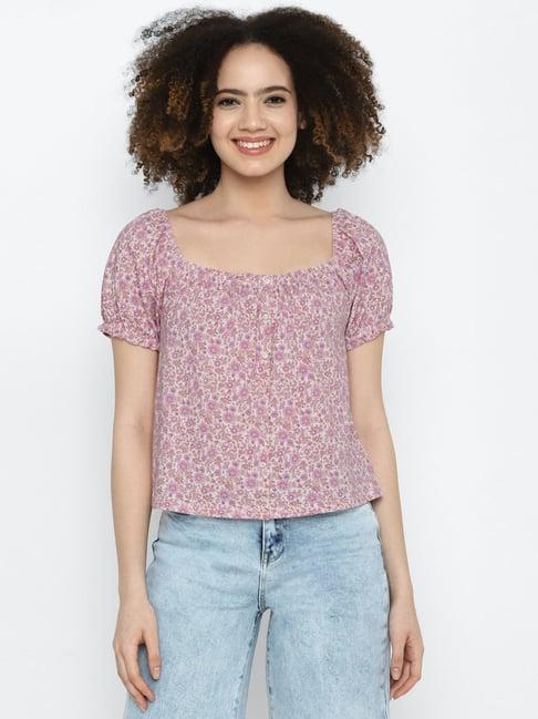american eagle outfitters purple cotton floral print top